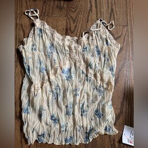 Topshop Blue & Cream Smocked Camisole Tank – NWT – Medium